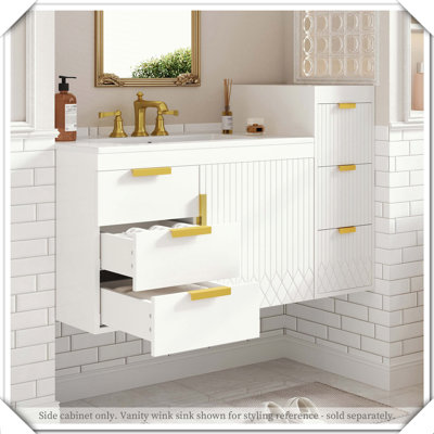 Wall Mounted Floating Cabinet With Drawers Multifunctional Storage