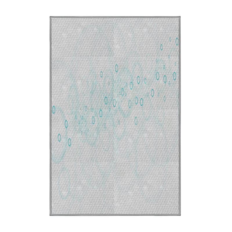 Tapis gris/bleu à motifs, Rectangle 5 pi x 8 pi