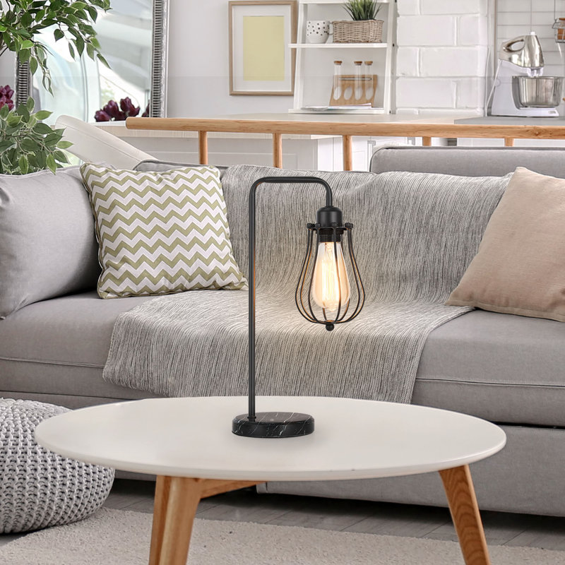 Lampe de table moderne avec col de cygne creux et lampe de chevet en métal pour chambre noire