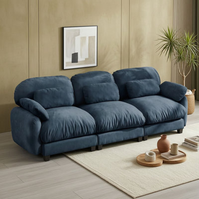 3-Seat Sofa with Lumbar Pillows and Cushions