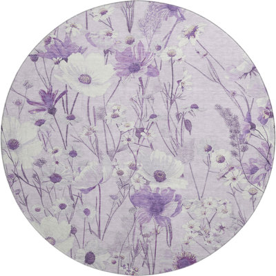 Premium Machine Washable Sykora AMF1500 Floral Rug