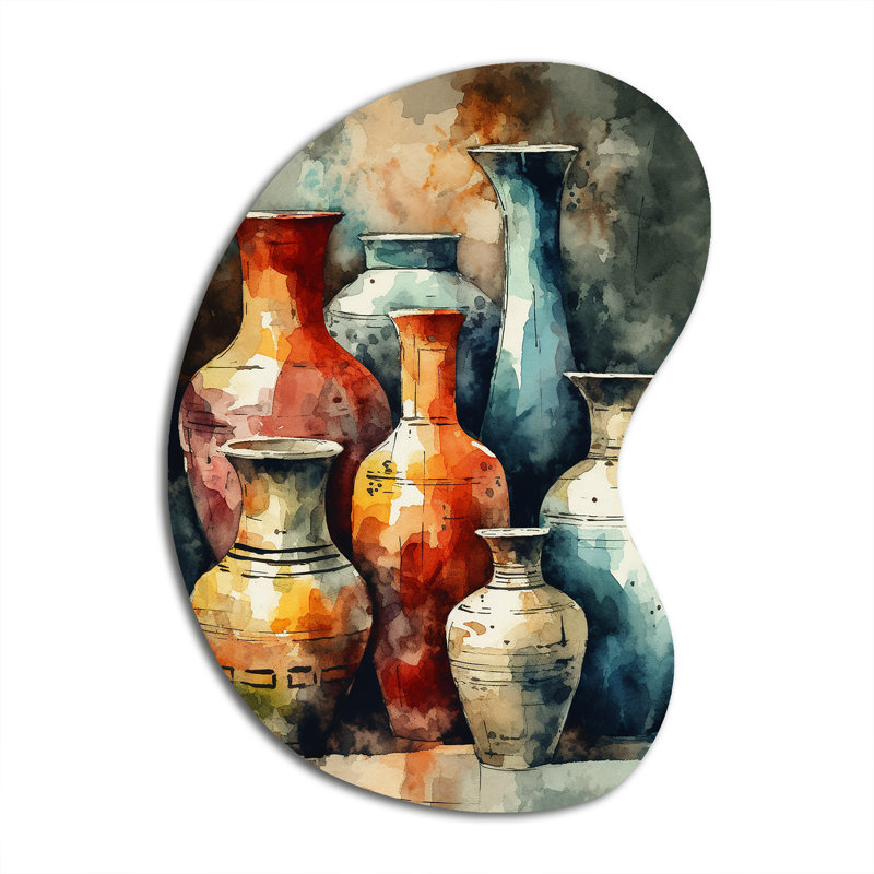 Thoris - forme unique Boho Pottery, reproduction d'art murale en métal Freeform, H 39 po x l 28 po