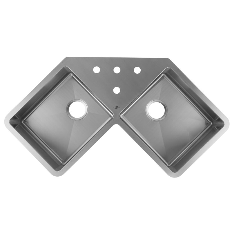 44.37'' L Double Bowl Stainless Steel Kitchen Sink