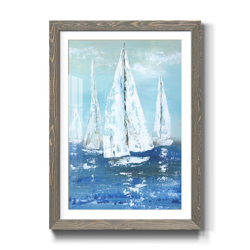 White Sails - Reproduction d'art sur papier encadrée, gris, H 31,5 po x l 23,5 po x P 1,5 po