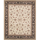 Tabriz Hand Knotted Wool Oriental Area Rug in Ivory/Black