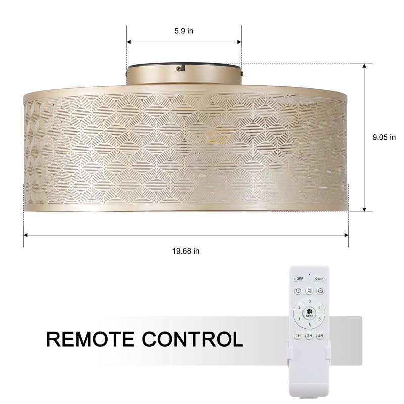 Lustre ventilateur de plafond moderne avec télécommande, Downrod Included: No