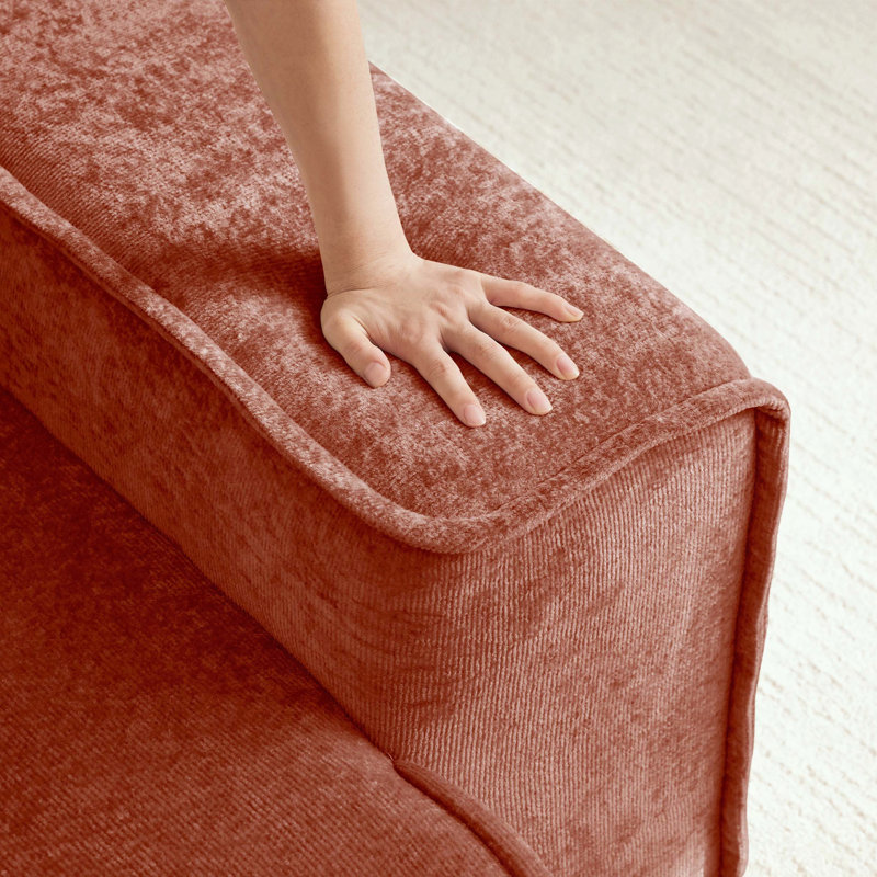 Harrison Ottoman with Premium Velvet and No-Assembly, Red