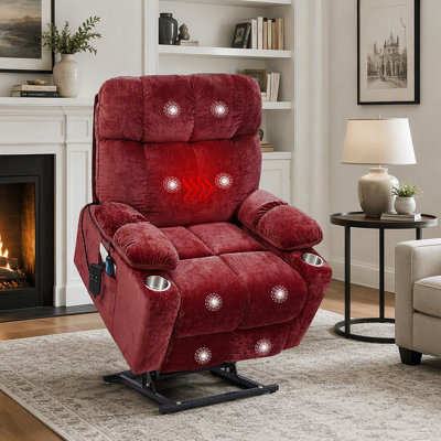 Fauteuil releveur électrique Liyasi à double moteur OKIN pour personnes âgées, position allongée à 180° avec fonction chauffante et massage