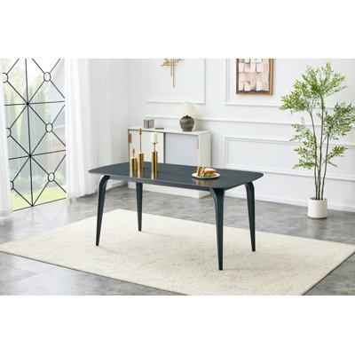 Table de salle à manger rectangulaire moderne, plateau de table en pierre frittée de qualité supérieure avec base en métal robuste, table de cuisine et de salle à manger résistante à la chaleur et aux égratignures (Vic foncé, 1 table)