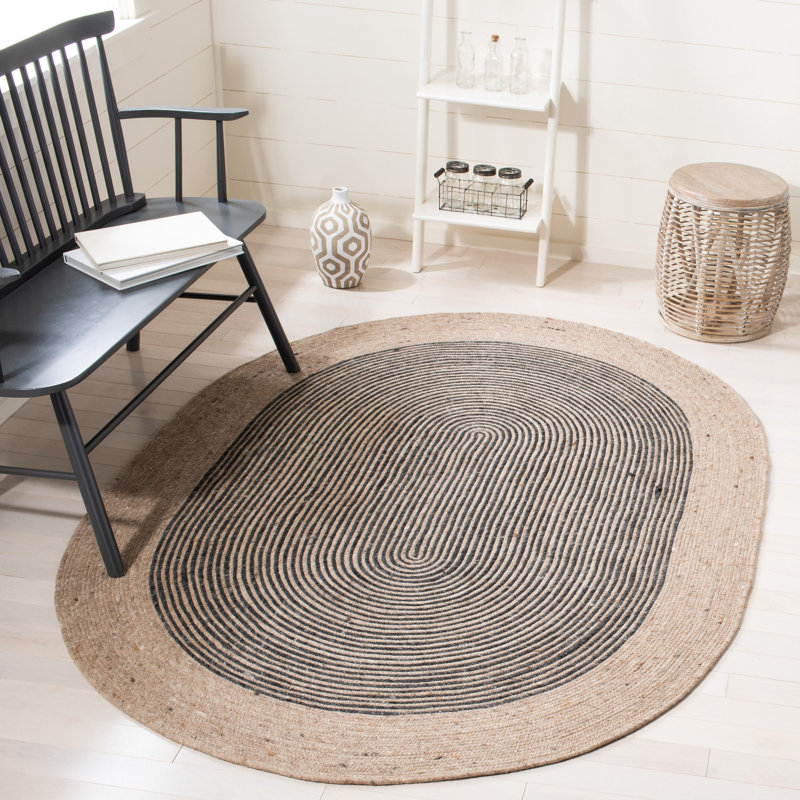 Copeland Hand Woven 0.6 Wool, 0.4 Cotton Geometric Rug, Oval 4' x 6'