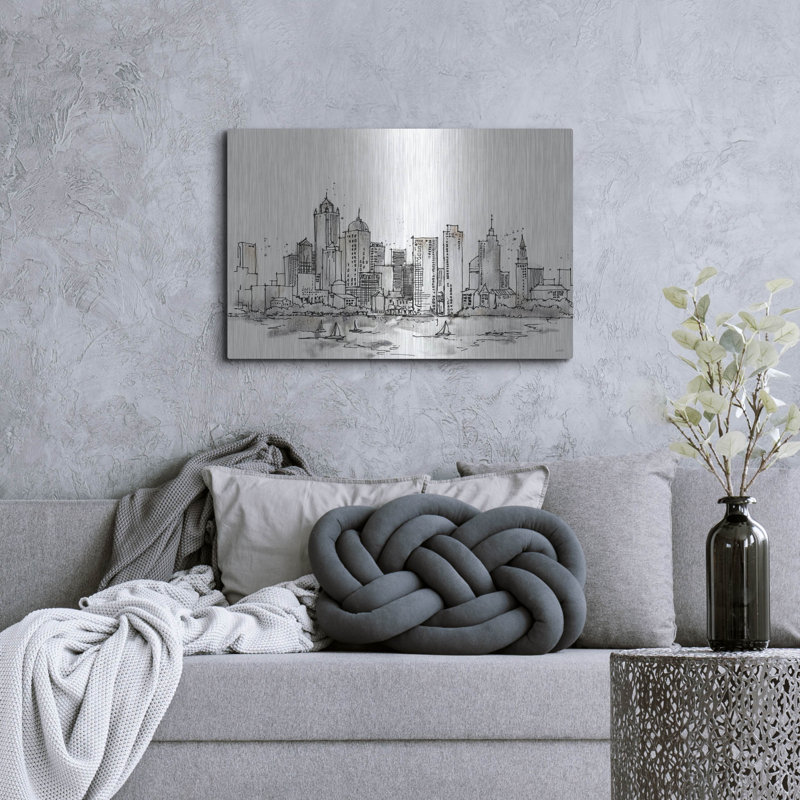 «Skyline Sketches III» par Anne Tavoletti, art mural en métal, 24 po x 16 po, H 24 po x l 36 po