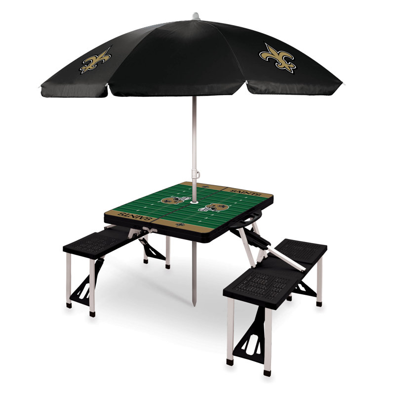 NFL Patio Dining Set with Rectangular Table, New Orleans Saints, Black