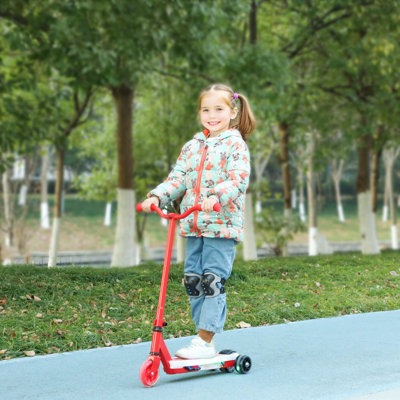 AIYAPLAY Electronic Ride on Scooter for Kids w/ Auxiliary Rear Wheels