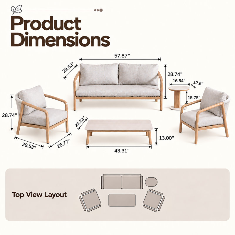 4 - Person Patio Conversation Set with Cushions
