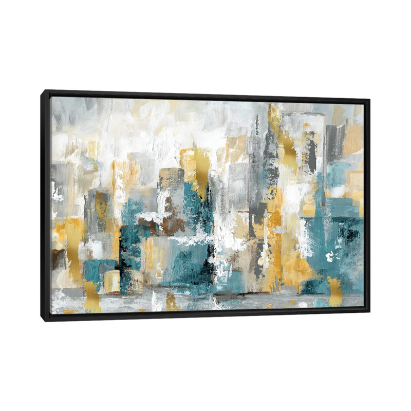 « City Views I », reproduction sur toile, H 18 po x l 26 po x p 1,5 po, Toile avec cadre flottant noir, Pas de tapis