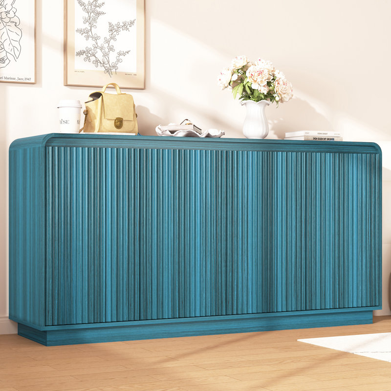 59'' Fluted Sideboard With Adjustable Shelves, Blue