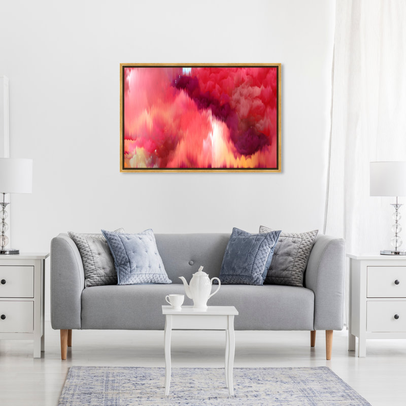 Large Vivanti Abstract - Peinture sur toile, Cadre doré, H 45 po x l 30 po