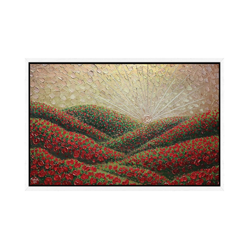 Hidden Hills - Gold Red 1 Piece Wall Art on Canvas, 101.6 cm H x 66.04 cm W, White Framed