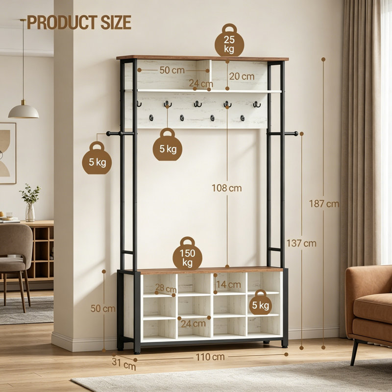 110 cm W Hall Tree