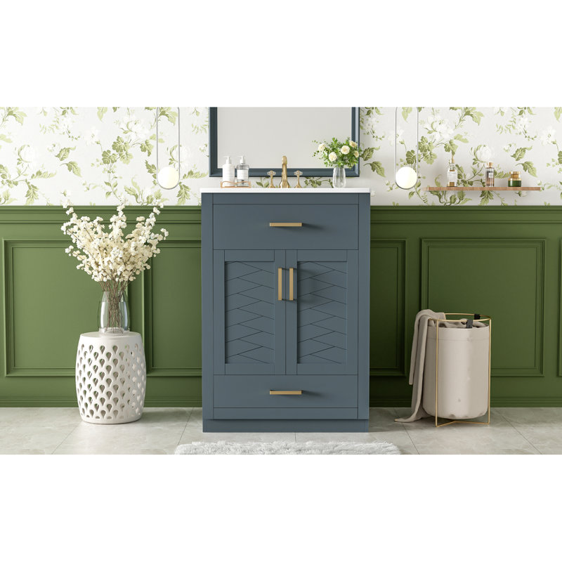 Meuble-lavabo moderne en céramique et meuble-lavabo en MDF compact pour les petites toilettes