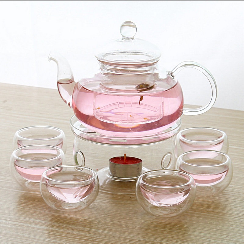 Ebern Designs Adalgisa 27oz. Stovetop Safe Glass Clear Teapot Set