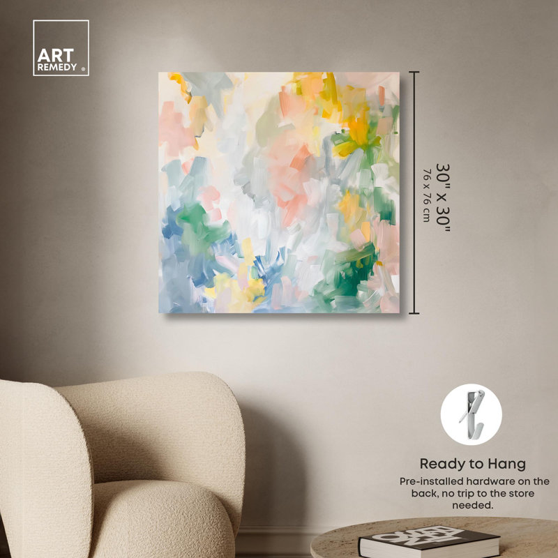 Estatico II Canvas Modern Colour Abstract by Art Remedy, 30" H x 30" W x 1.5" D, Wrapped Canvas