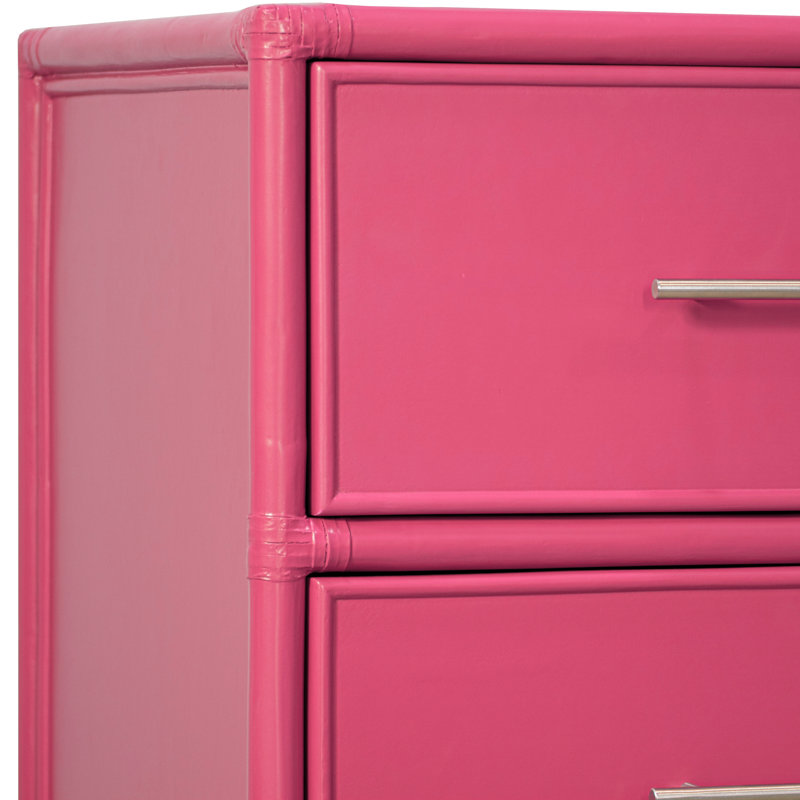 Venice 4 Drawers 54" W Double Dresser, Hot Pink