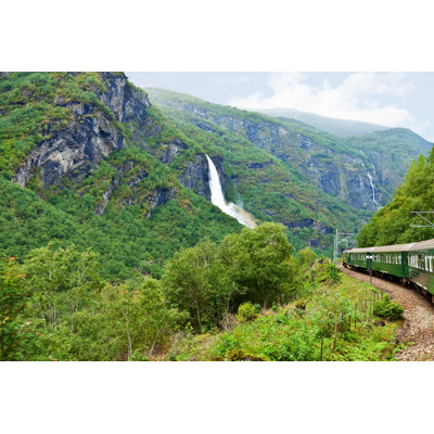 Train Across Scandinavian Mountains 1 Piece Wrapped Canvas Wall Art