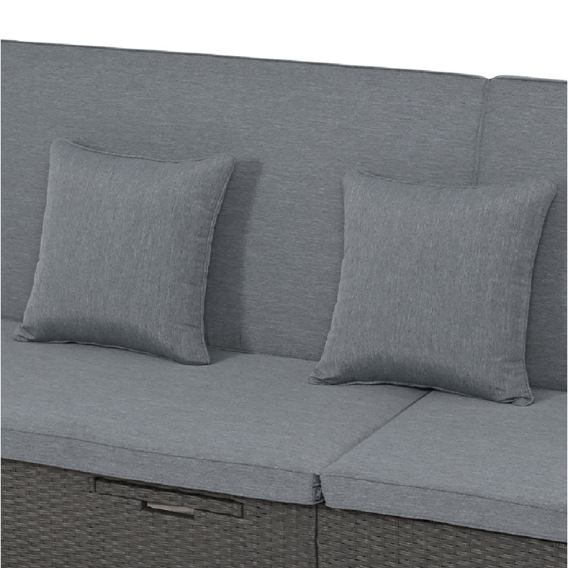 Chaise longue d'extérieur en osier 2 places, Gris