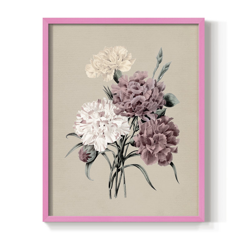 Antique Botanical I, reproduction encadrée - bois massif, H 15 po x l 12 po, Rose