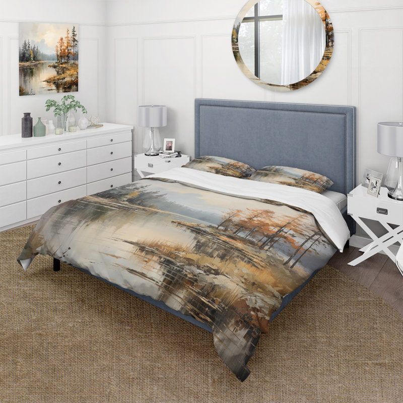 Ensemble de housse de couette Lakeside Fall Foliage Serenity II - Lake River