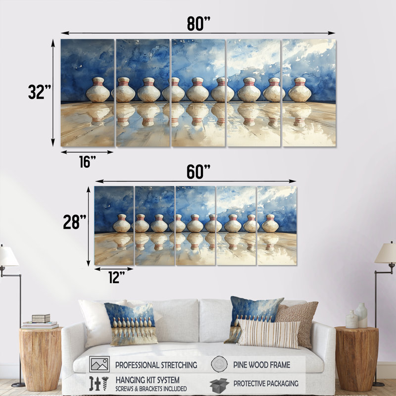 «Blue Bowling Bowling», art mural sur toile, H 32 po x l 80 po