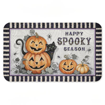 Spooky Season Jack-o-Lanterns Printed Anti-Fatigue Floor Mat, design by Chad Barrett, 30"x18"