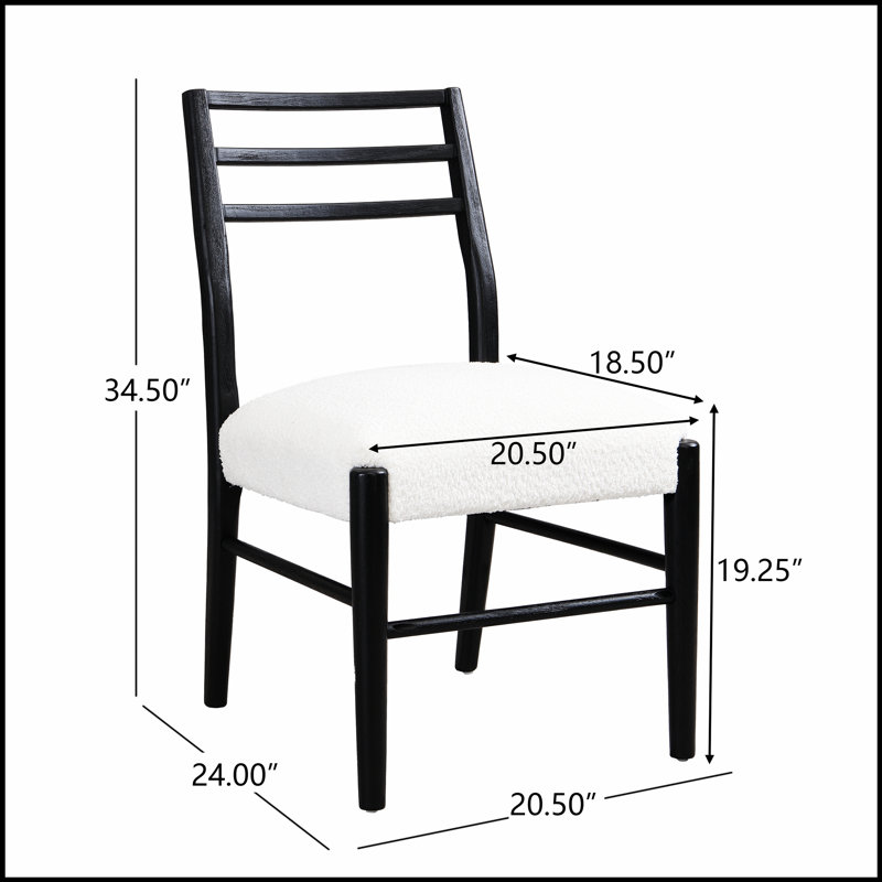 Charmantes chaises de salle à manger de style campagnard, ensemble de 2, avec dossier à échelle classique et cadres en bois durables