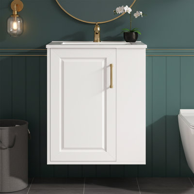 20" Floating Bathroom Vanity with Sink and Side Storage - White