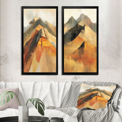 Couleurs de la Montagne Arc-en-ciel I - Décoration murale Montagnes pour salon (paquet de 2)