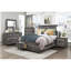 Grand lit plateforme 1Pc au fini gris avec rangement pour pied de lit