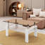 Table basse rectangulaire, plateau en verre trempé avec panneau de fibres à densité moyenne, table moderne pour le salon, verre brun-133242385-133242388