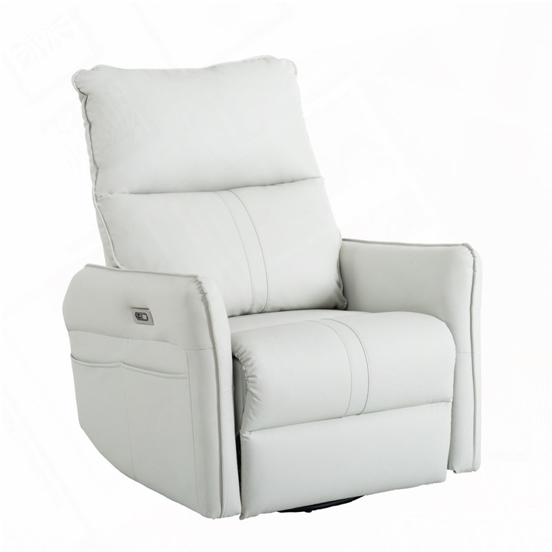 270° Power Swivel Rocker Recliner Chair, Electric Glider Reclining Sofa with USB Ports, Power Swivel Glider, Rocking Chair Nursery Recliners for Living Room Bedroom(Light Gray)