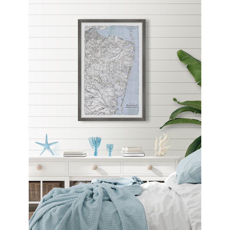 Vue de dessus bleu - Reproduction d'art graphique sur papier encadré, H 24 po x l 16 po x P 1,5 po