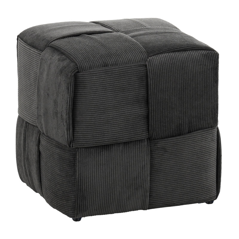 Grey Woven Corduroy Foot Rest, Square , Comfortable And Smooth, High Resilience Foam, Structure, No Installation, Multi - Functional In Nursery Dorm Areas Different Spaces Wooden Frame, Purpose For