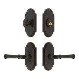 Grandeur Arc Short Plate Entry Set with Georgetown Lever in Satin Nickel