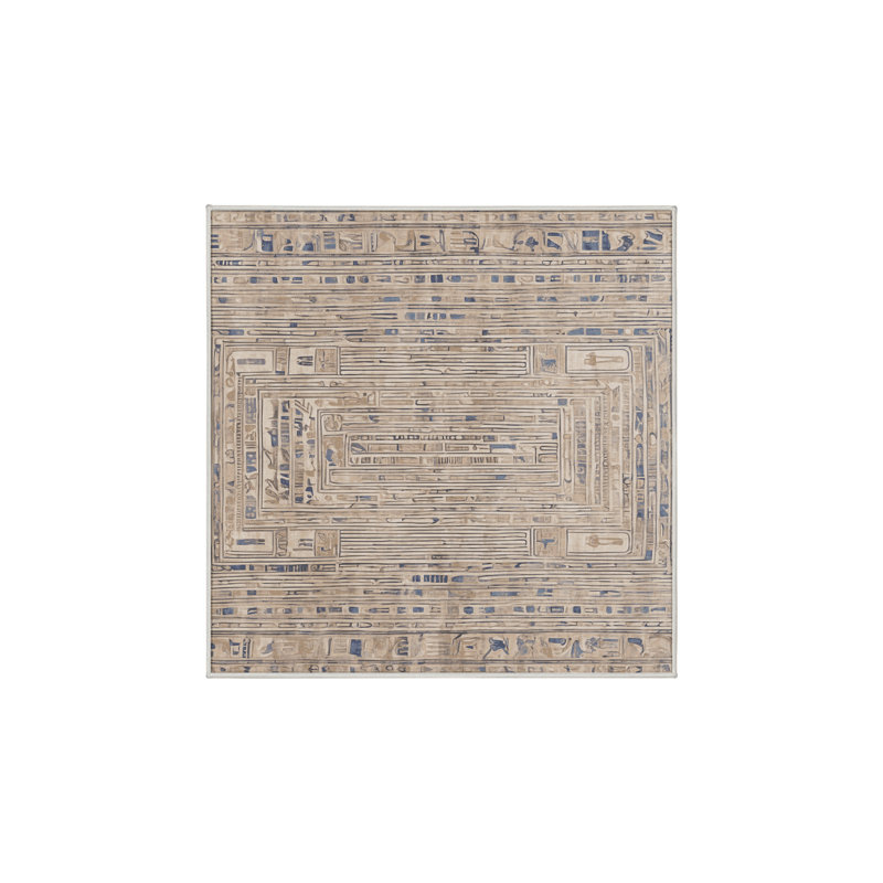 Machine Washable Beige Area Rug, Square 3'