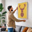 Purple Deer Mount Rustic - Wrapped Canvas-171156417-171156423