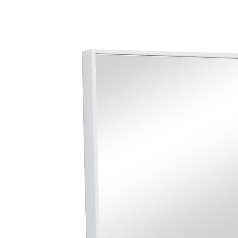 Wooden Wall Mirror with Thin Minimalistic Frame, White, 32" x 18"