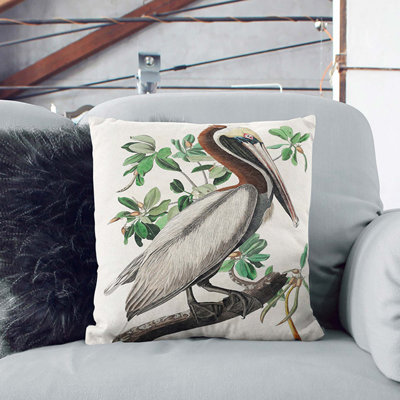 Brown Pelican Square Throw Cushion