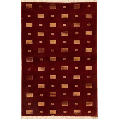 Hand-Knotted High-Quality Wine and Orange Area Rug