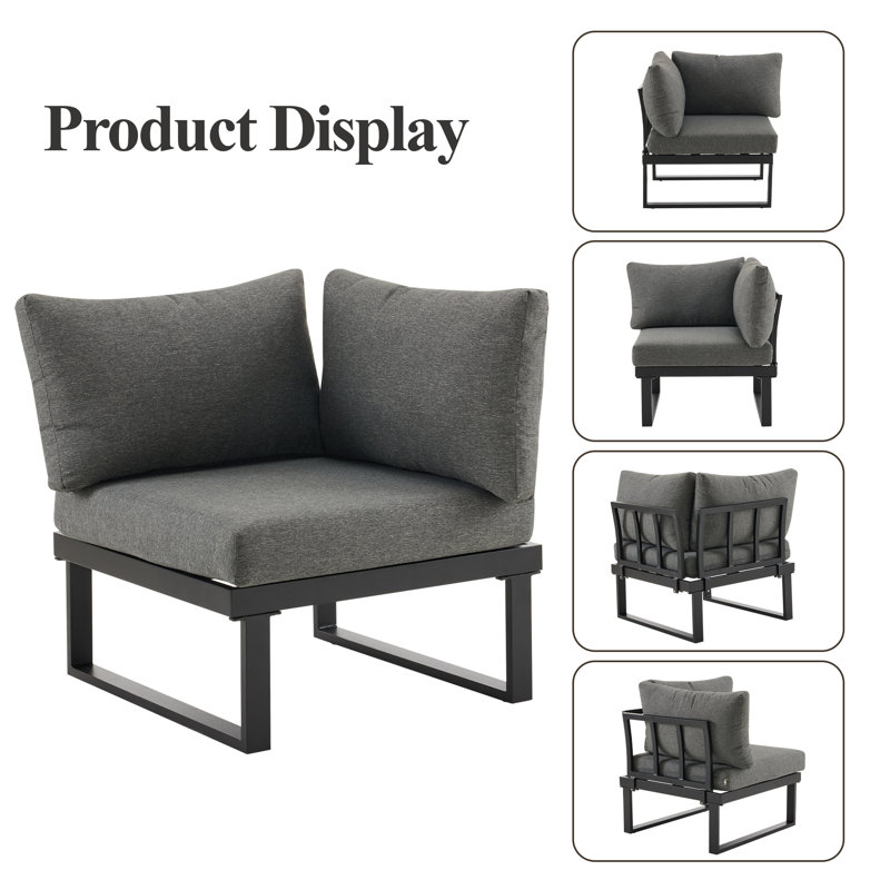 Iresha 6 - Person Modular Patio Conversation Set with Cushions, Black