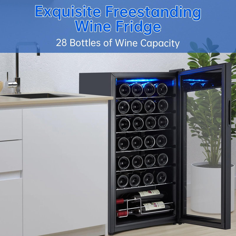 Freestanding Wine & Beverage Cooler Refrigerator With 40-66℉ Digital Temperature Control Thermoelectric