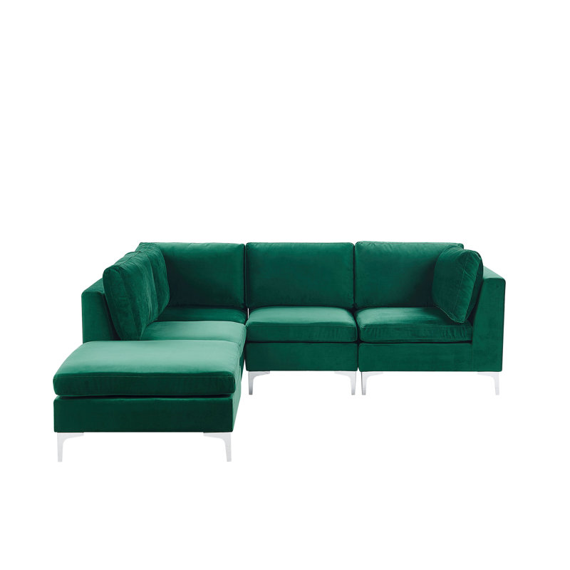 Liz 4 Seater Velvet Corner Sofa , Left Hand Facing, Green